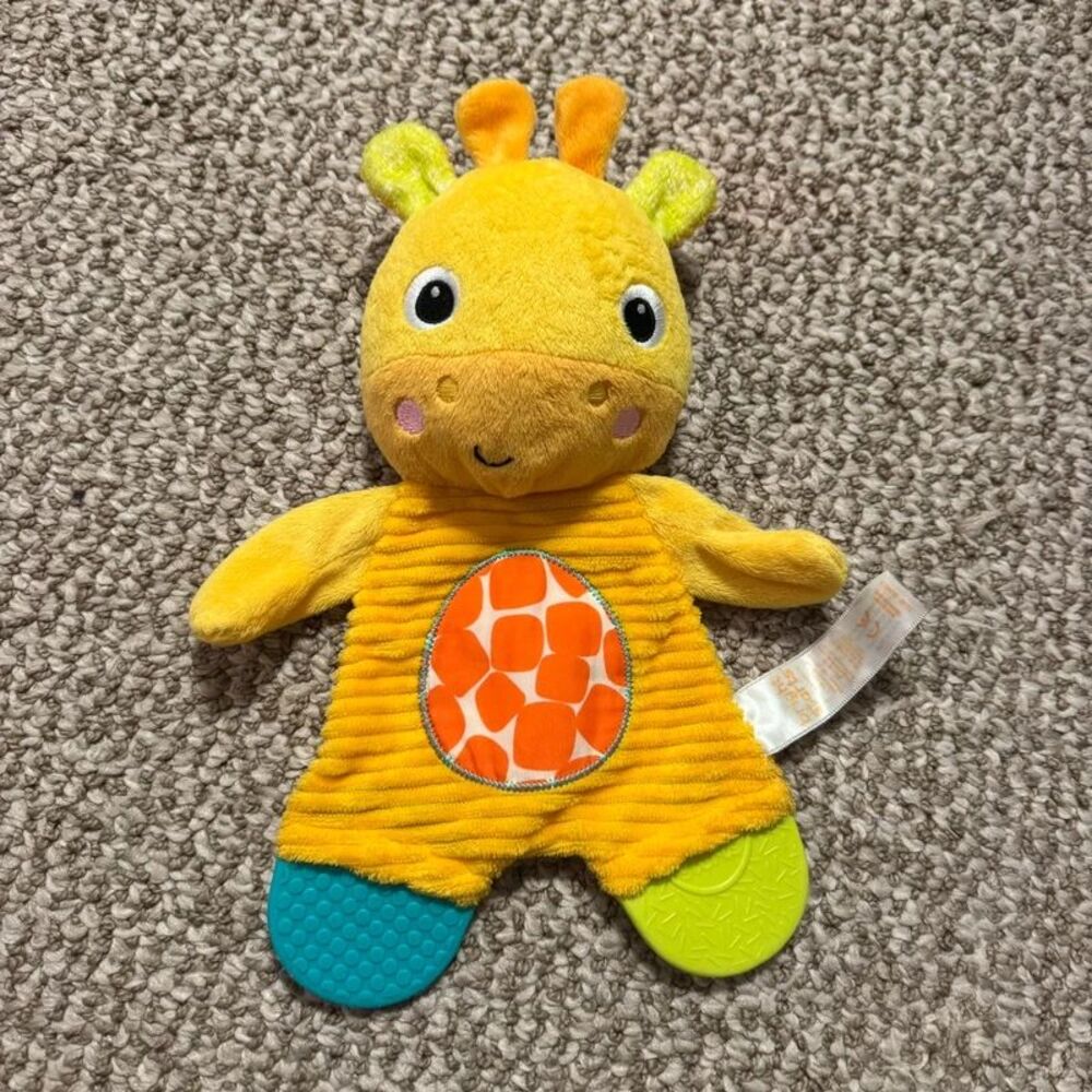 Bright Starts Snuggle & Teethe Giraffe Baby Teether Plush Toy Yellow